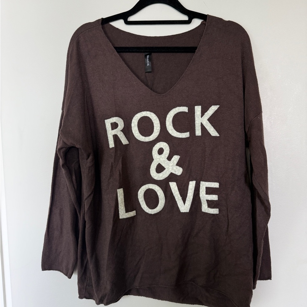 Rock & Love Brown V-Neck Sweater